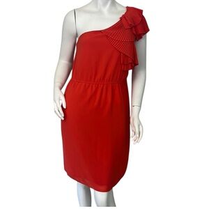 A8- medium orange one shoulder dress size M MM COUTURE